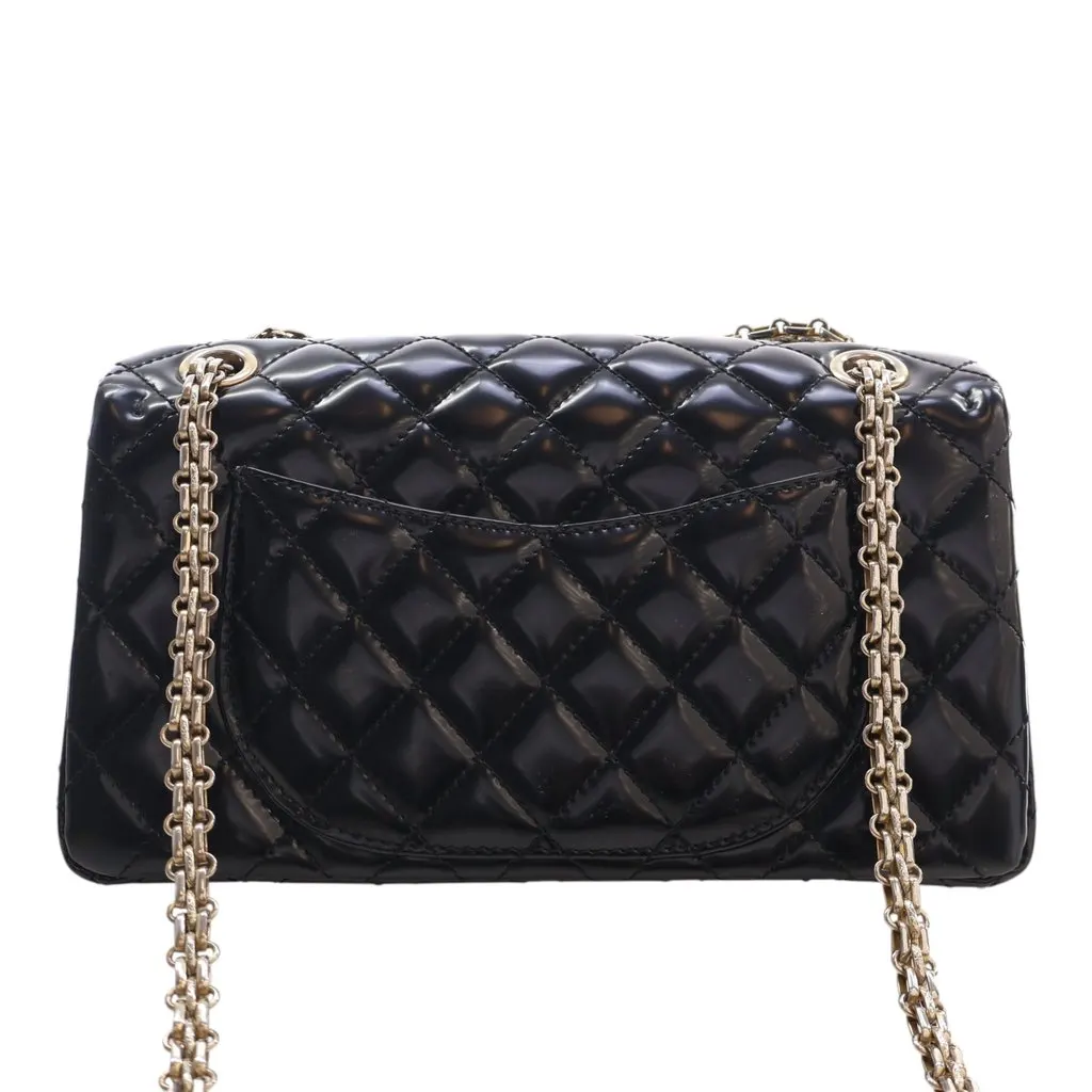 Chanel Quilted Glazed Calfskin Reissue 2.55 Accordion Flap 225 Black Leather Very good - Model View