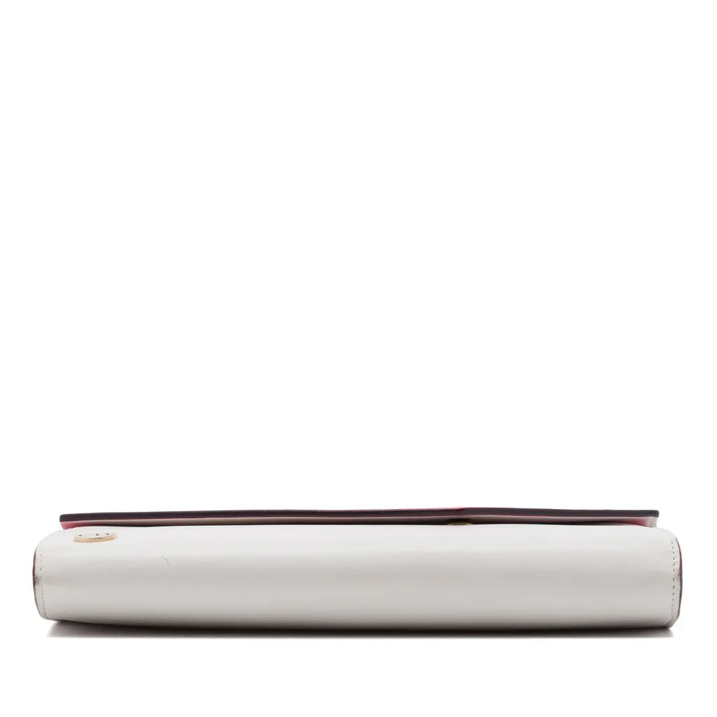 Dior Leather Explorer Croisier Envelope Clutch On Chain White Leather Good - Inside View