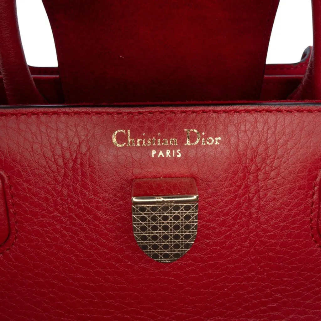 Dior Mini Grained Calfskin Diorever Satchel Red Leather Very good - Box View