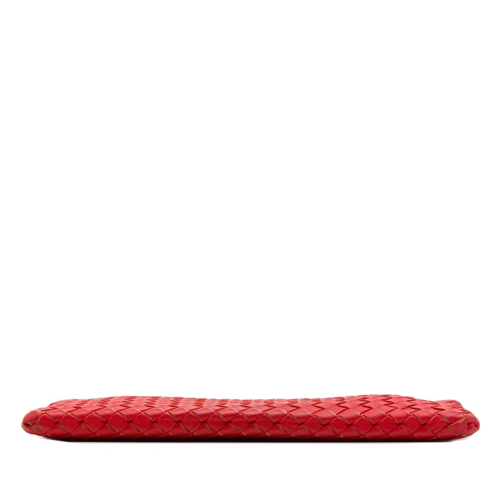 Bottega Veneta Nappa Intrecciato Zip Pouch Red Leather Very good - Inside View