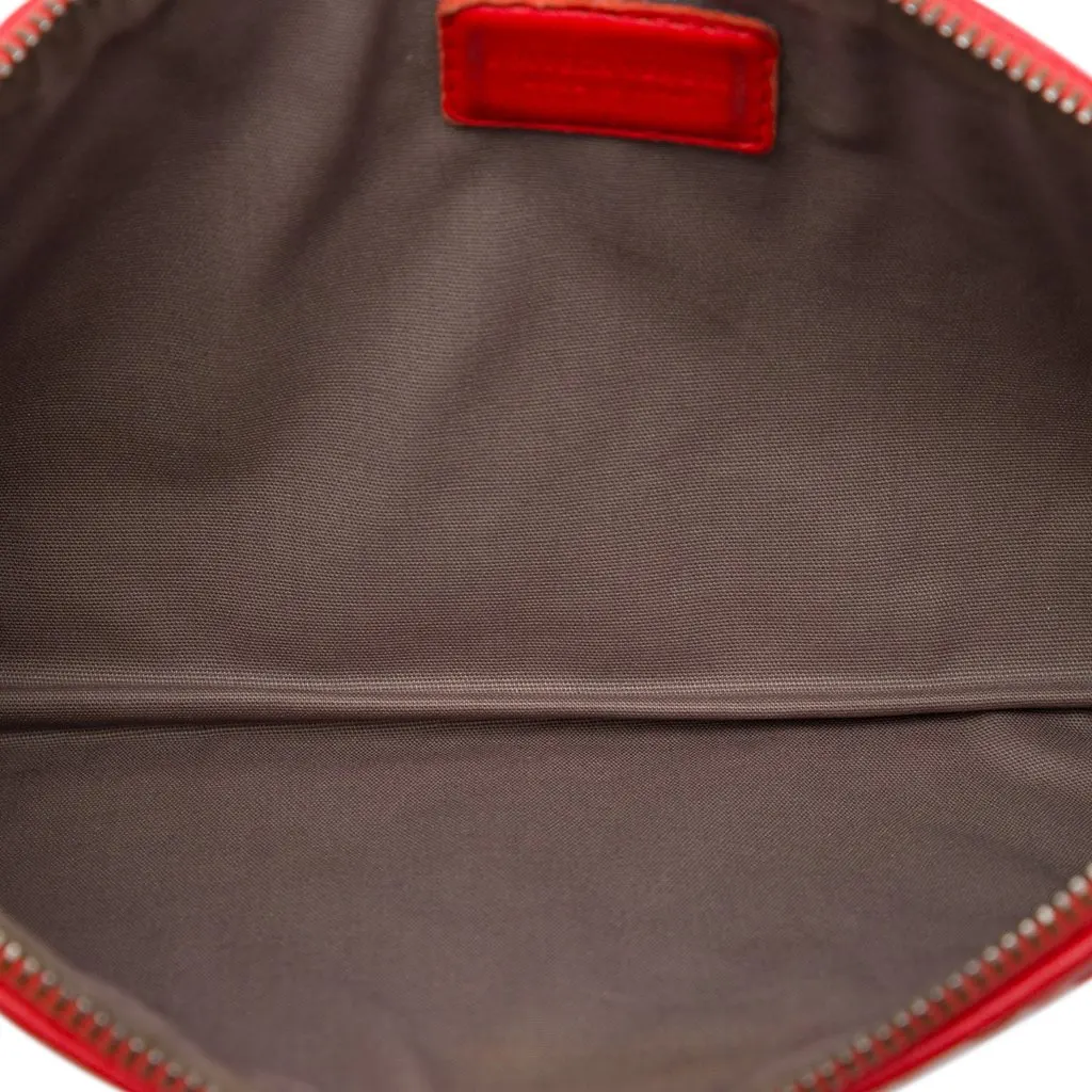Bottega Veneta Nappa Intrecciato Zip Pouch Red Leather Very good - Model View