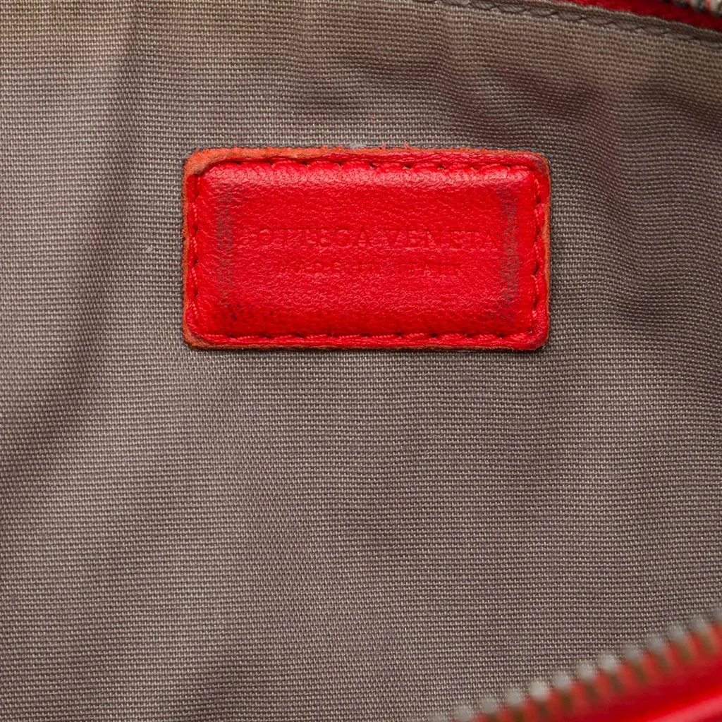 Bottega Veneta Nappa Intrecciato Zip Pouch Red Leather Very good - Box View