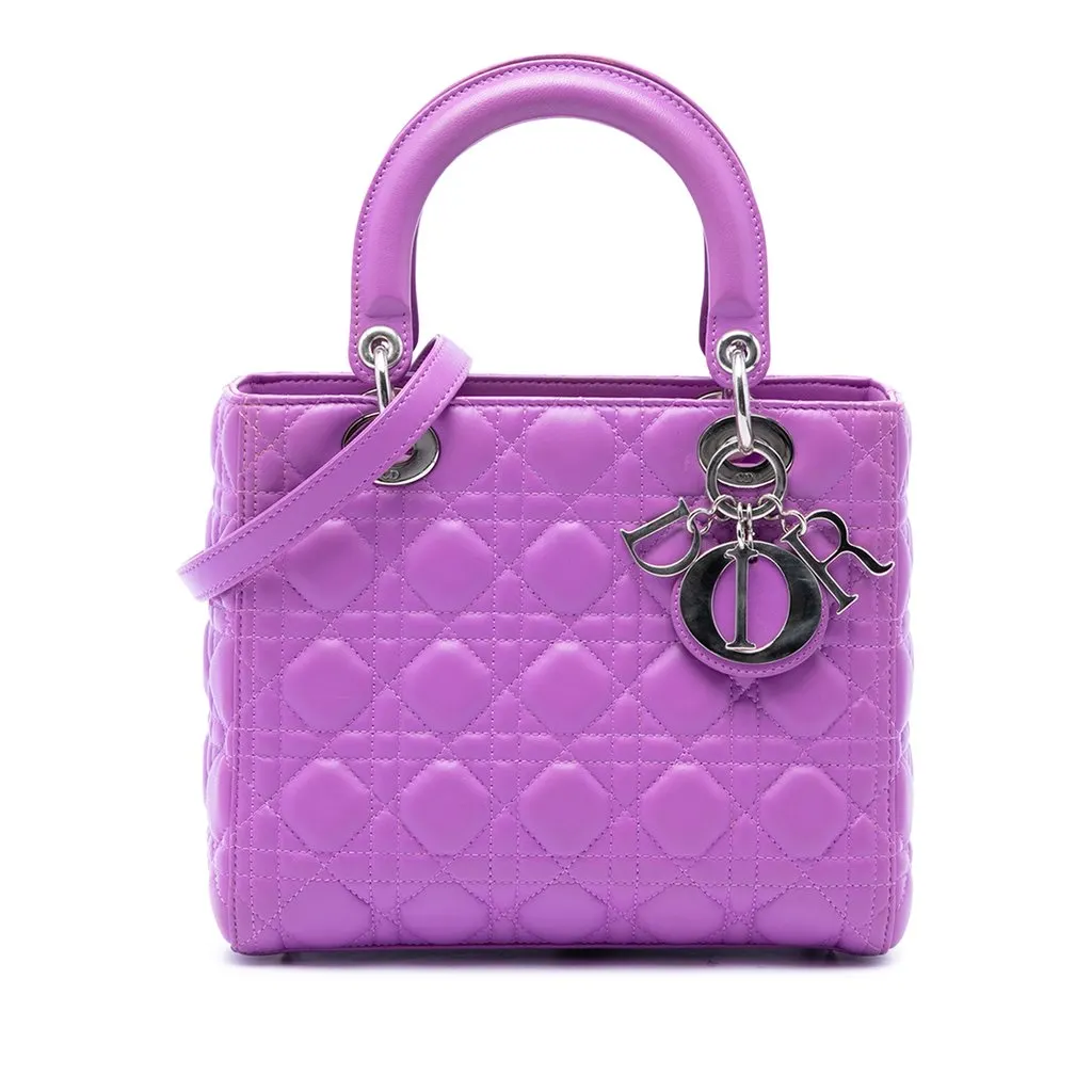 Dior متوسطة جلد الحمل كاناج ليدي ديور