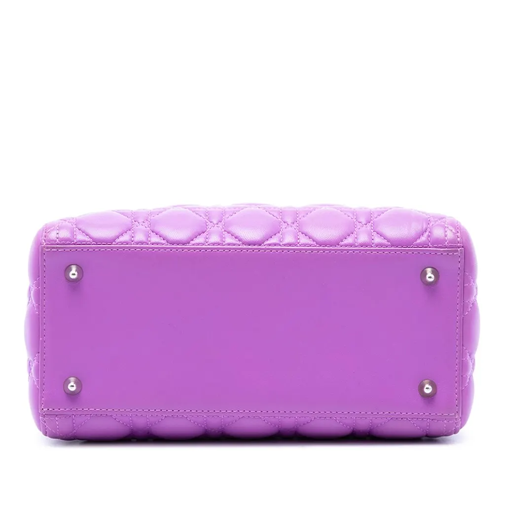 Dior Medium Lambskin Cannage Lady Dior Purple Leather Very good - Inside View