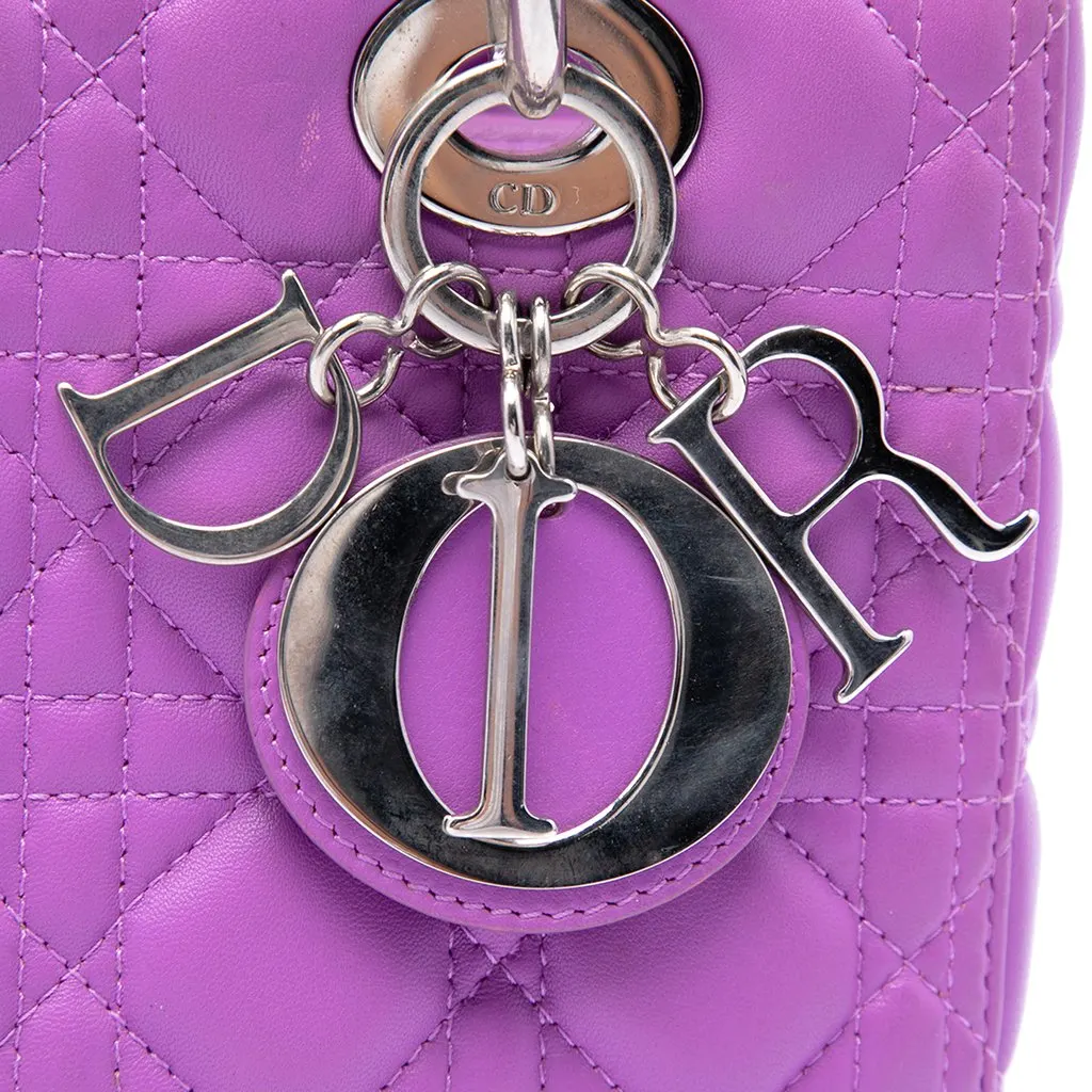 Dior Medium Lambskin Cannage Lady Dior Purple Leather Very good - Box View