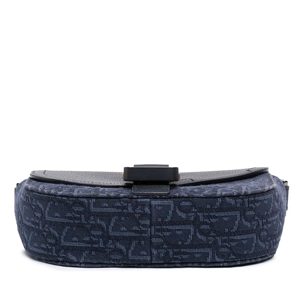 Dior Mini Oblique Canvas Saddle Buckle Messenger Bag Blue Very good - Inside View