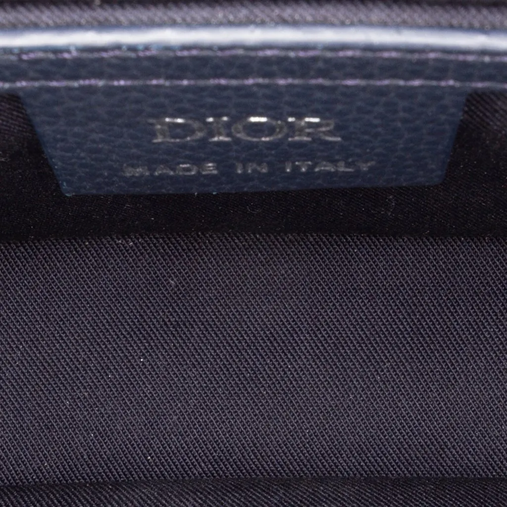 Dior Mini Oblique Canvas Saddle Buckle Messenger Bag Blue Very good - Model View