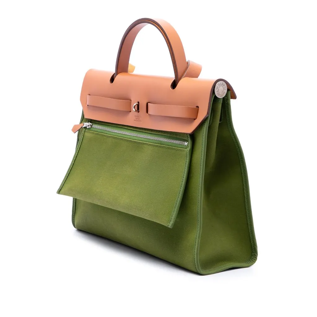 Hermès Toile Herbag Zip 31 Green Very good - Back View