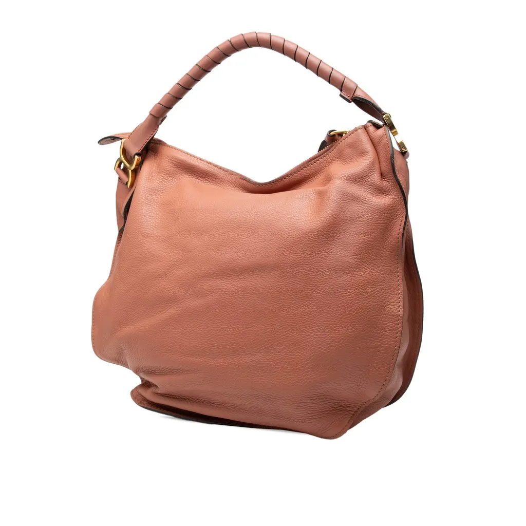 Chloé Large Pebbled Calfskin Marcie Hobo Pink Leather Very good - Back View