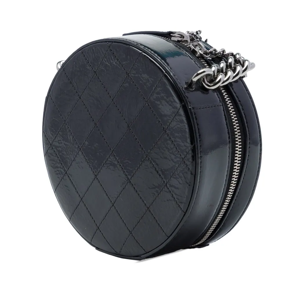 Chanel CC Patent Round as Earth Bag Black Leather Very good - Back View