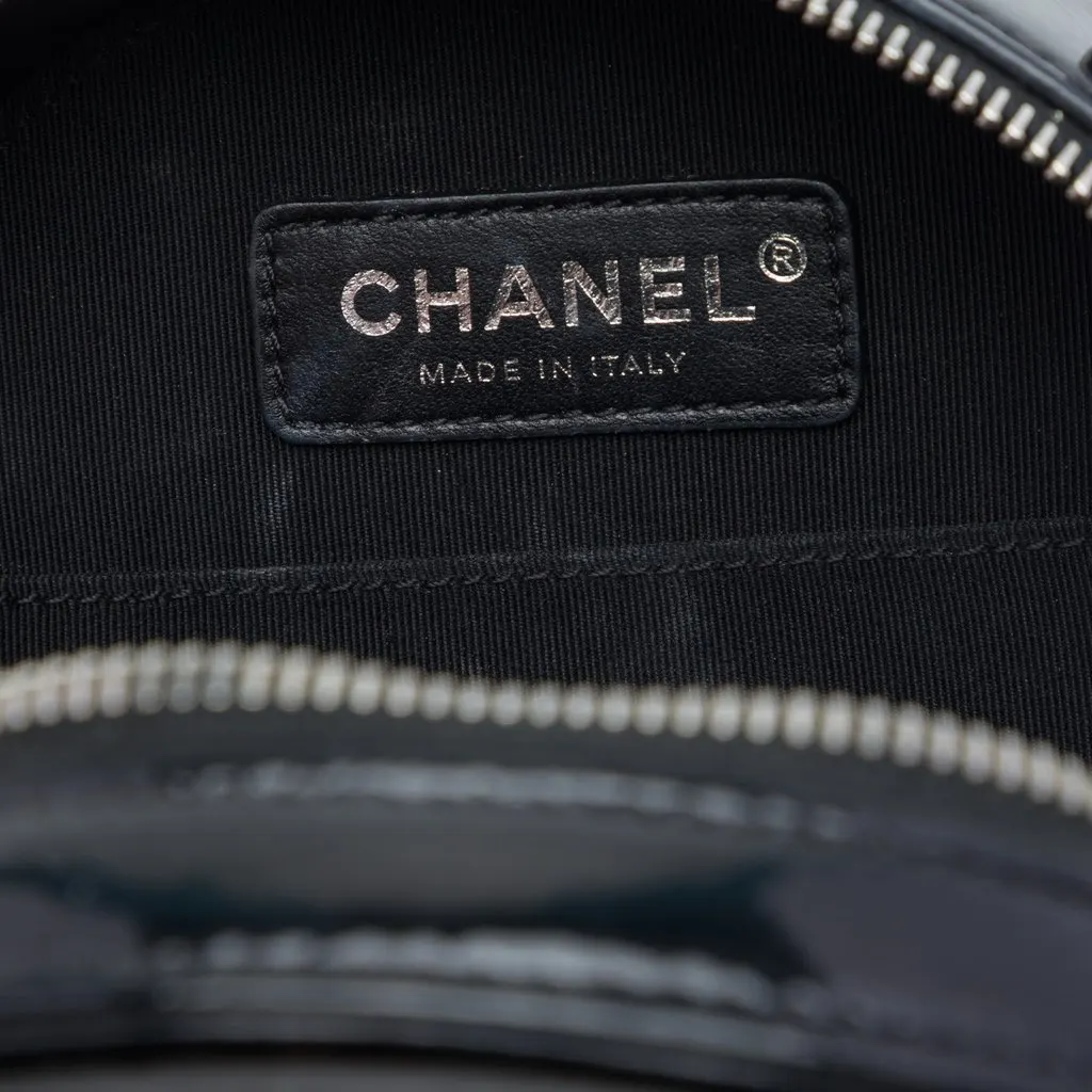 Chanel CC Patent Round as Earth Bag Black Leather Very good - Box View
