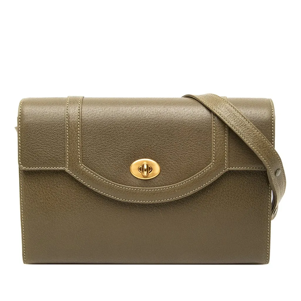 Gucci Calfskin Turnlock Flap Crossbody Green Leather Very good - Front View