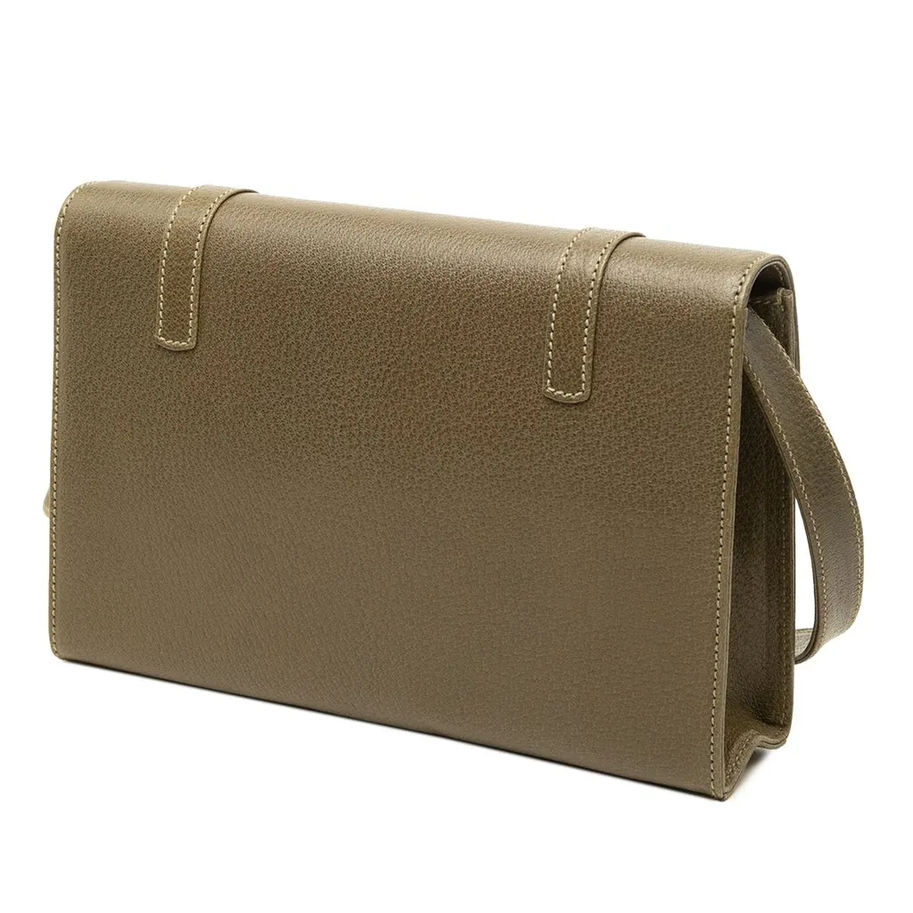 Gucci Calfskin Turnlock Flap Crossbody Green Leather Very good - Back View