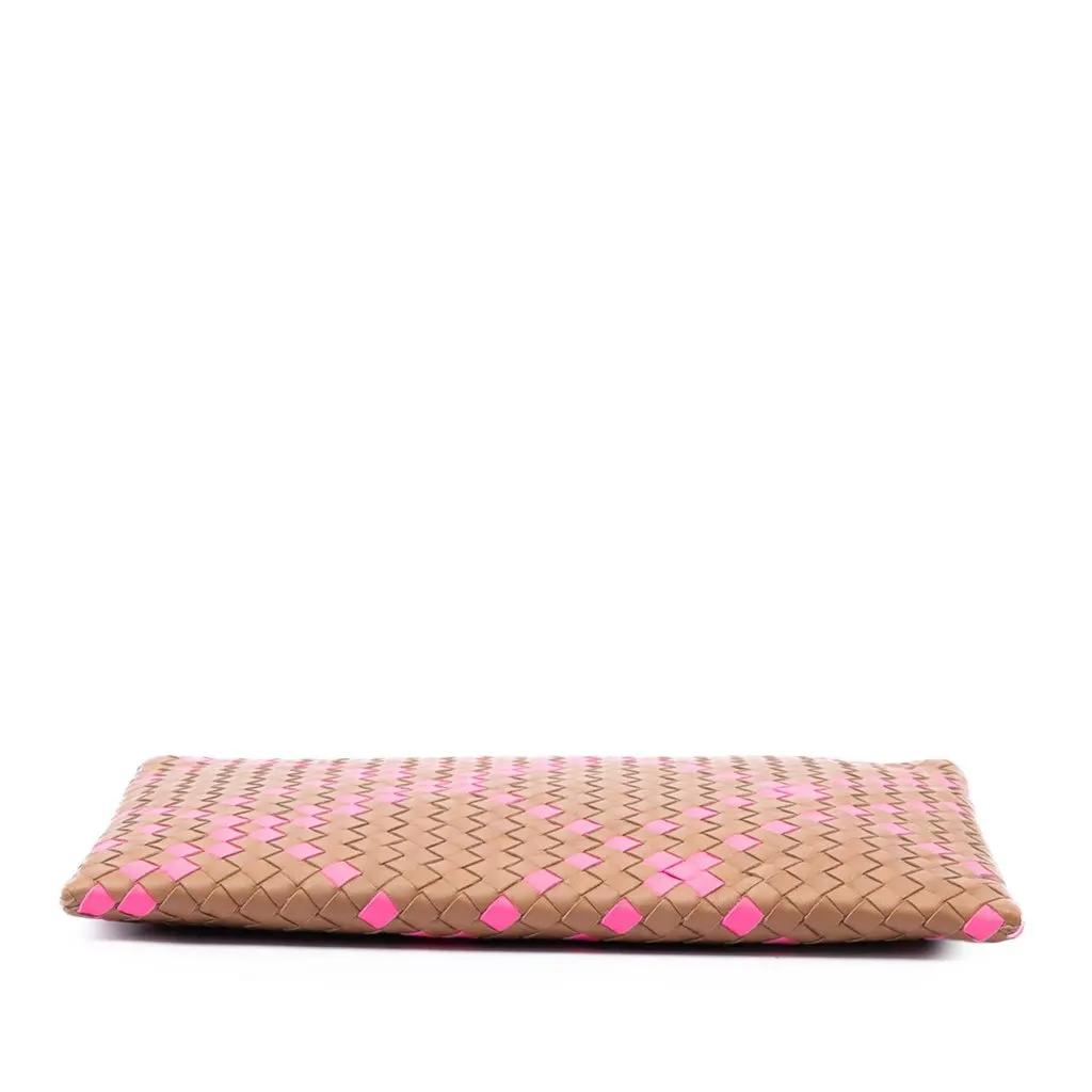 Bottega Veneta Bicolor Nappa Intrecciato Clutch Brown Leather Very good - Inside View