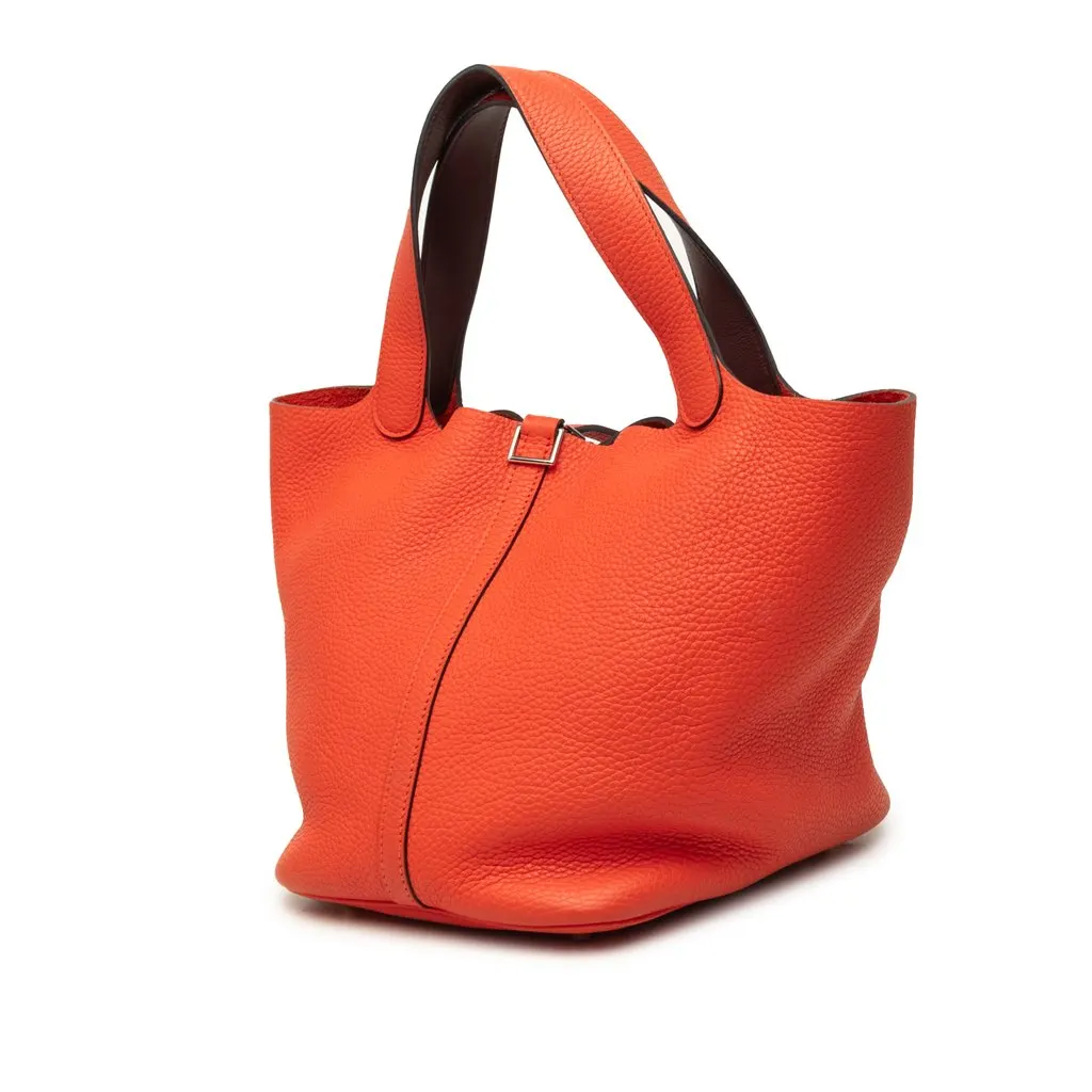 Hermès Clemence and Swift Picotin Lock 18 Eclat Orange Leather Very good - Back View
