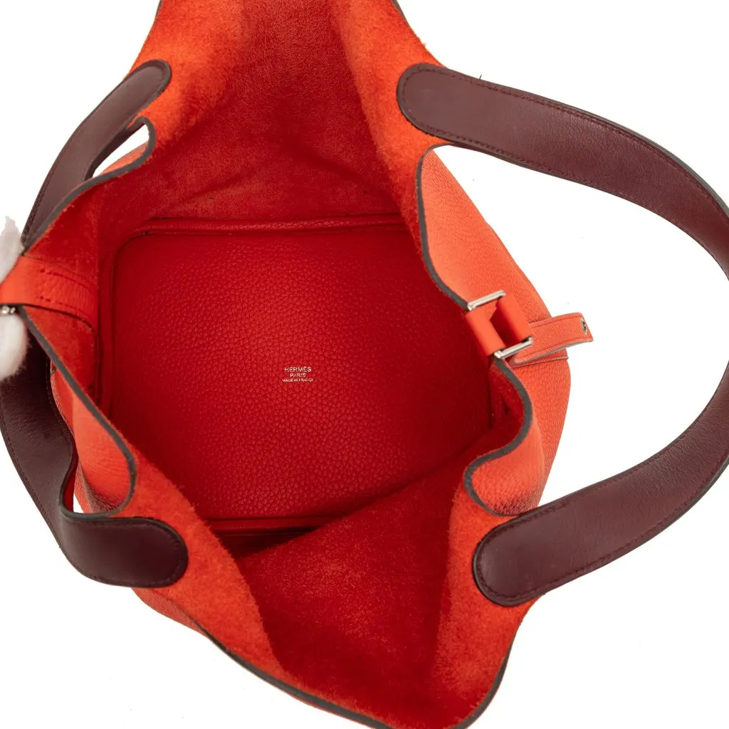 Hermès Clemence and Swift Picotin Lock 18 Eclat Orange Leather Very good - Model View