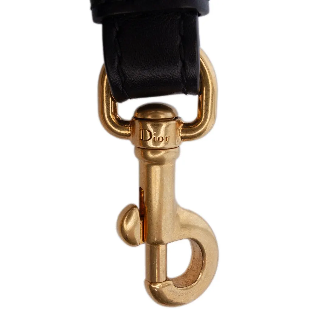 Dior Embroidered Cotton Adjustable Shoulder Strap with Ring Black Very good - Inside View