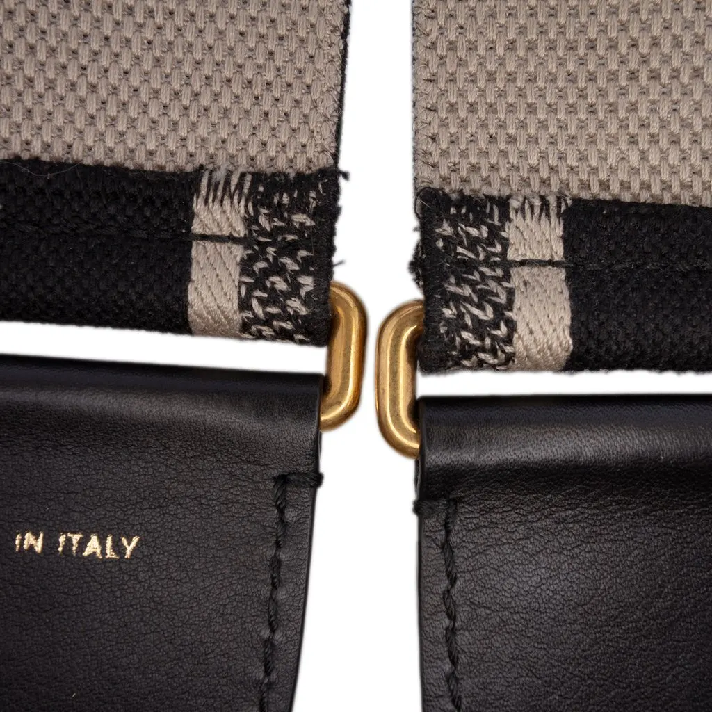 Dior Embroidered Cotton Adjustable Shoulder Strap with Ring Black Very good - Model View
