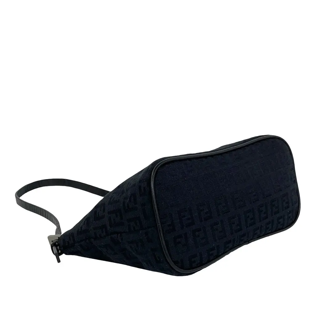 Fendi Zucchino Canvas Shoulder Bag Black Very good - Inside View
