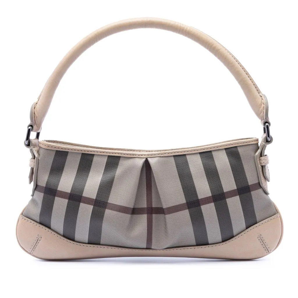 Burberry Smoke Check Coated Canvas Shoulder Bag MultiColor Very good - Front View