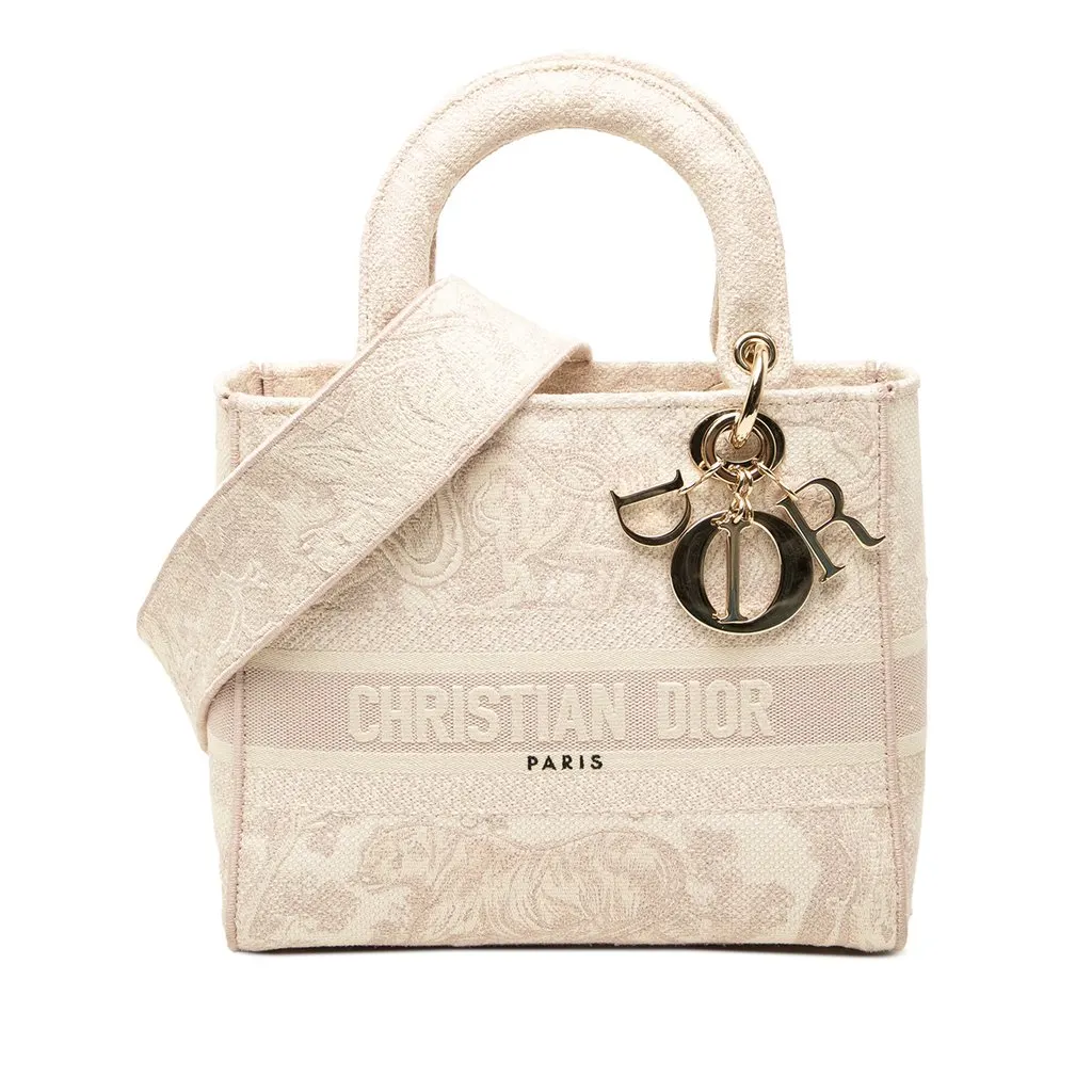 Dior متوسطة مطرّزة قماش Toile دو Jouy ليدي D Lite