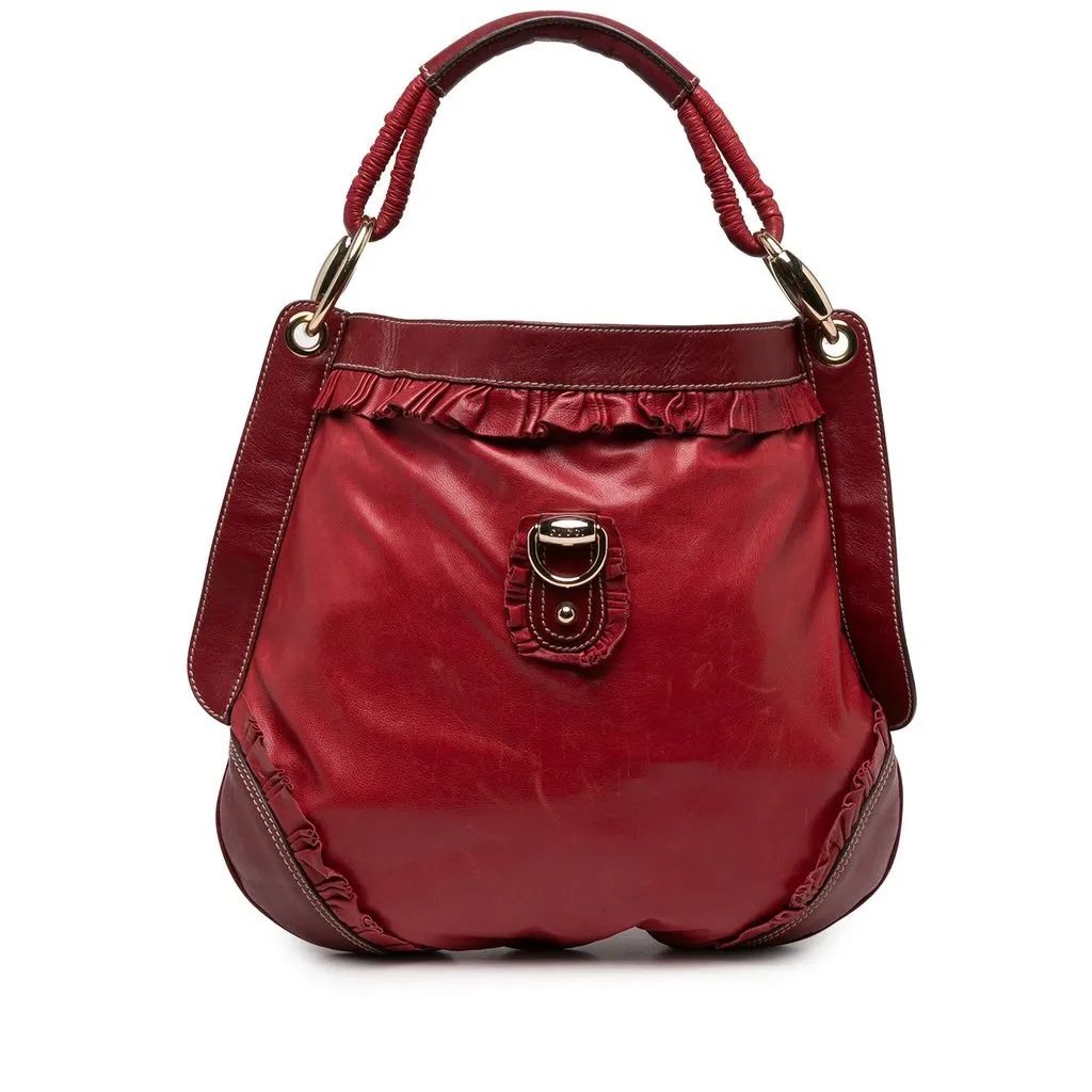 Gucci Calfskin Abbey D Ring Ruffle Hobo