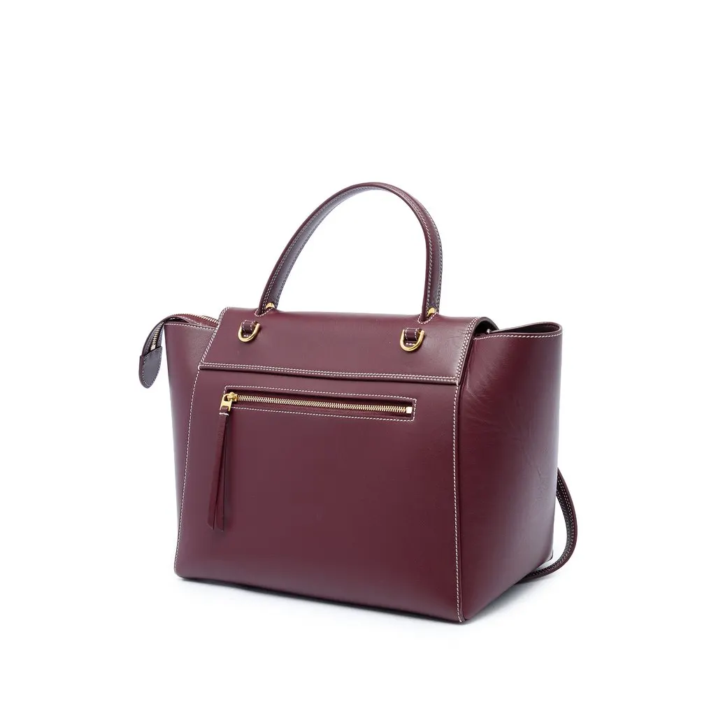 Celine Mini Smooth Calfskin Double Stitched Belt Bag Red Leather Good - Back View