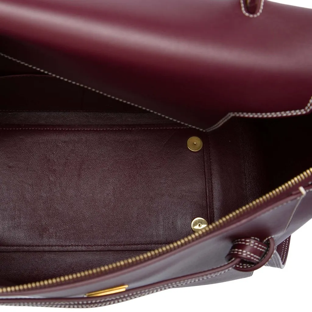Celine Mini Smooth Calfskin Double Stitched Belt Bag Red Leather Good - Model View