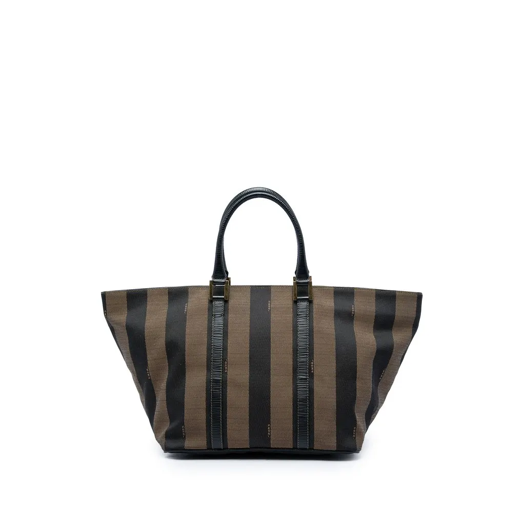 Fendi Pequin Canvas Tote Brown Very good - Front View