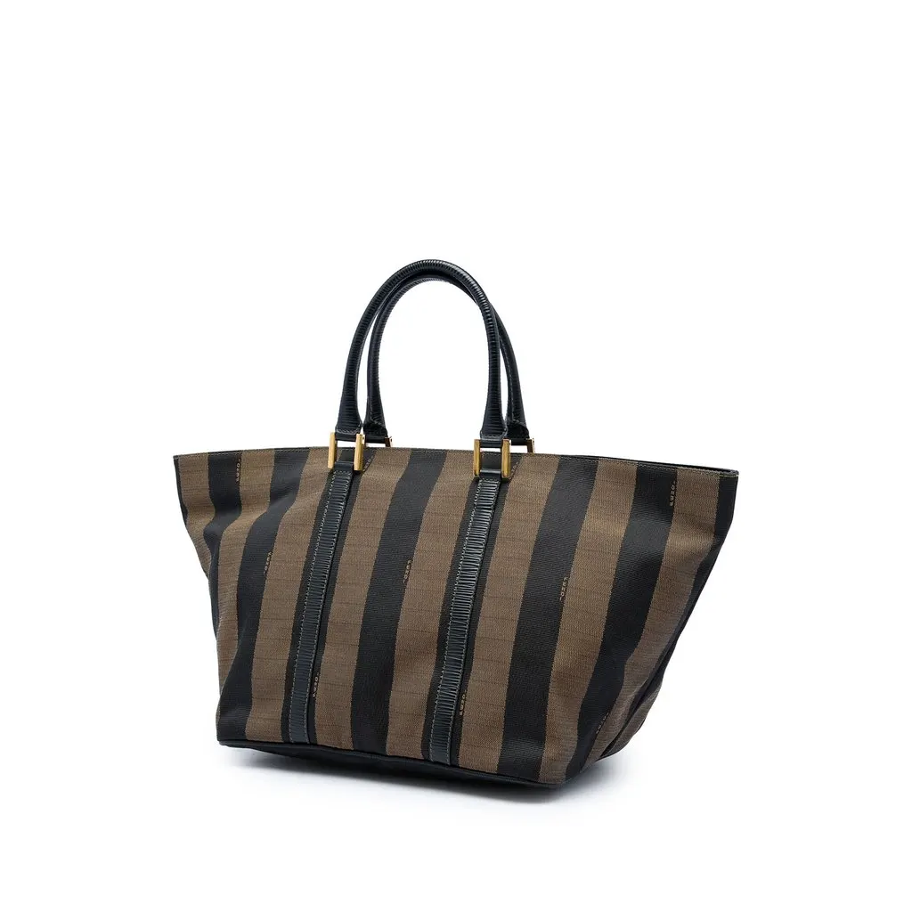 Fendi Pequin Canvas Tote Brown Very good - Back View