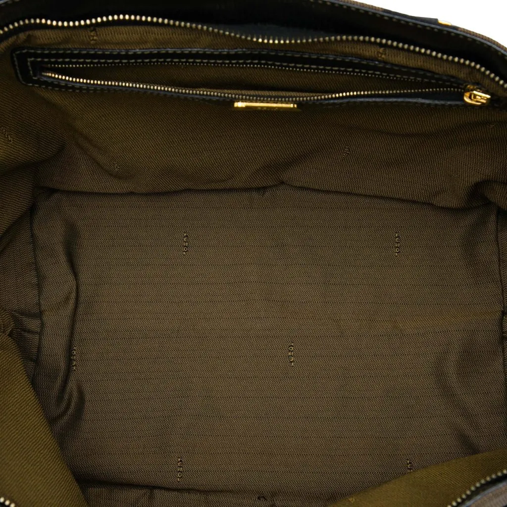 Fendi Pequin Canvas Tote Brown Very good - Model View