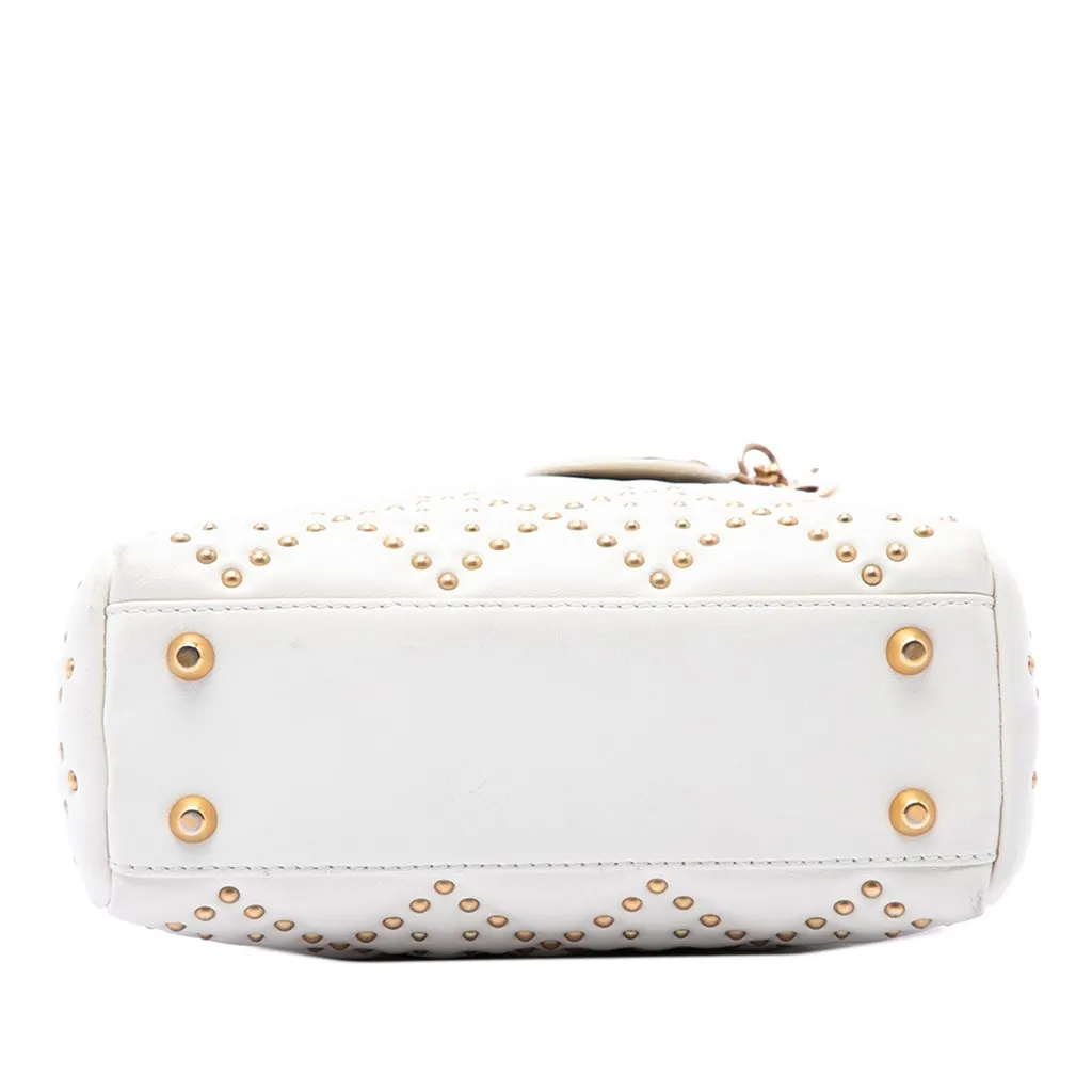 Dior Mini Lambskin Cannage Studded Supple Lady Dior White Leather Very good - Inside View