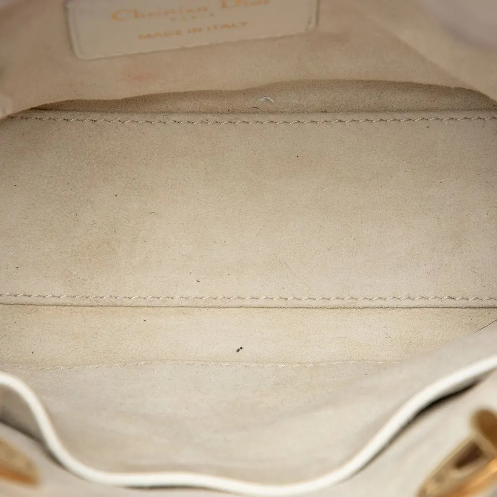 Dior Mini Lambskin Cannage Studded Supple Lady Dior White Leather Very good - Model View