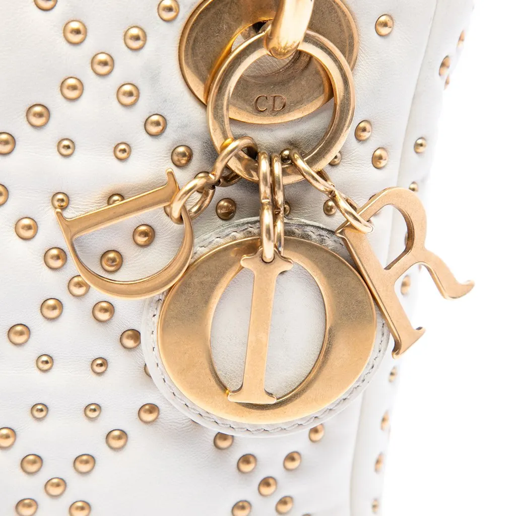 Dior Mini Lambskin Cannage Studded Supple Lady Dior White Leather Very good - Box View