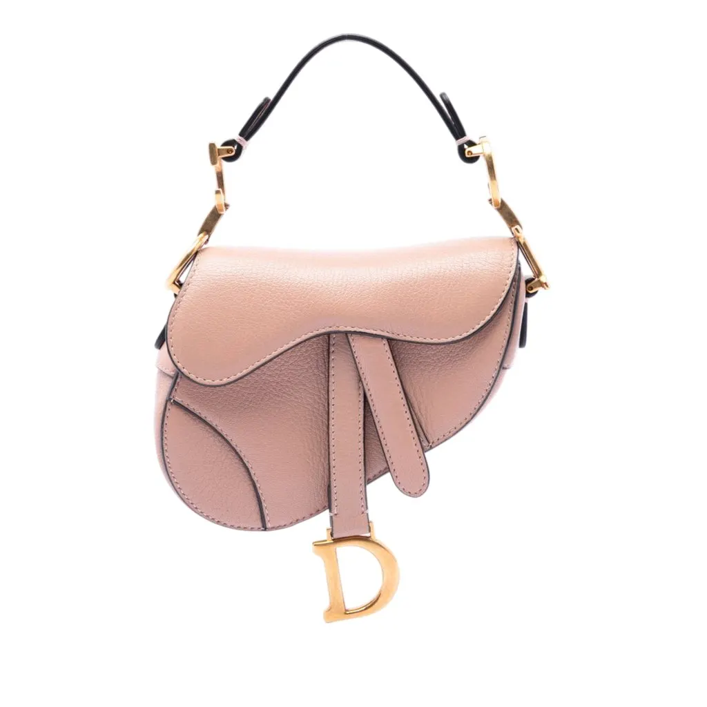 Dior Micro Goatskin Saddle Bag Brown Leather Very good - Front View