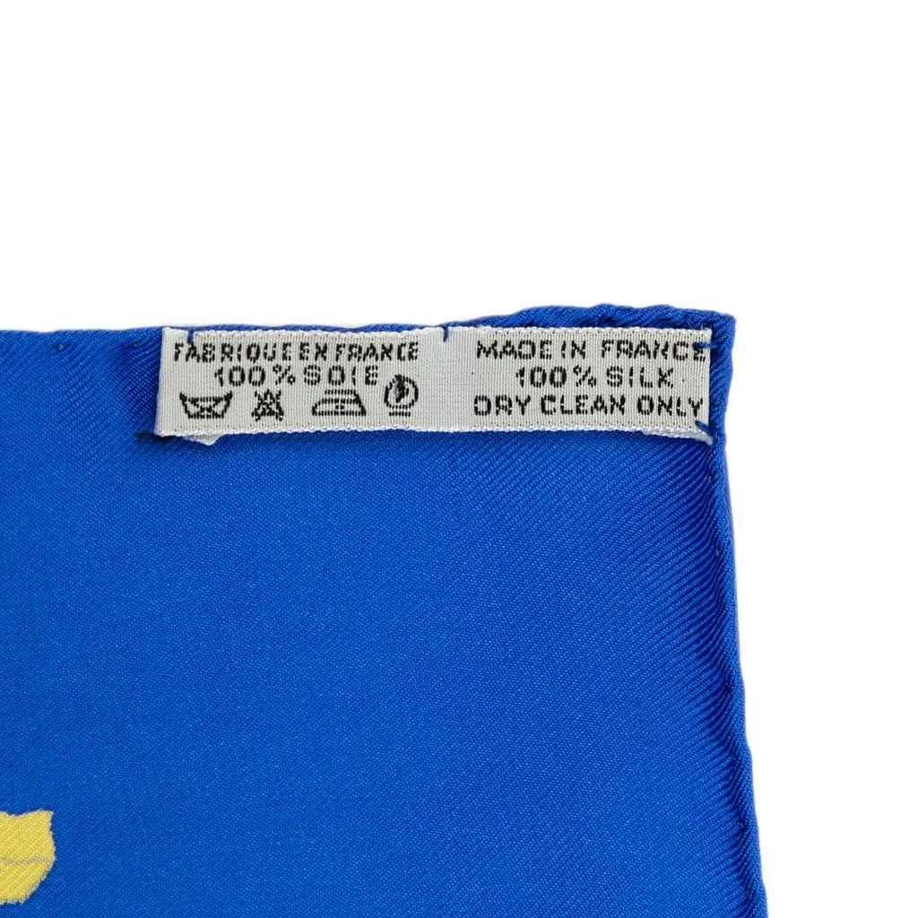 Hermès En Course Silk Scarf 90 Blue Silk Good - Back View