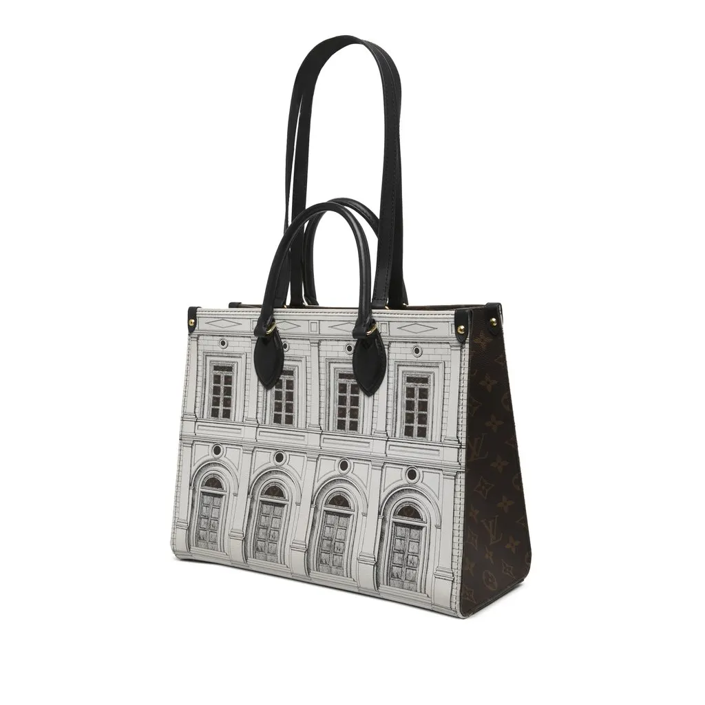 Louis Vuitton Fornasetti Architettura OnTheGo MM White Leather Very good - Back View