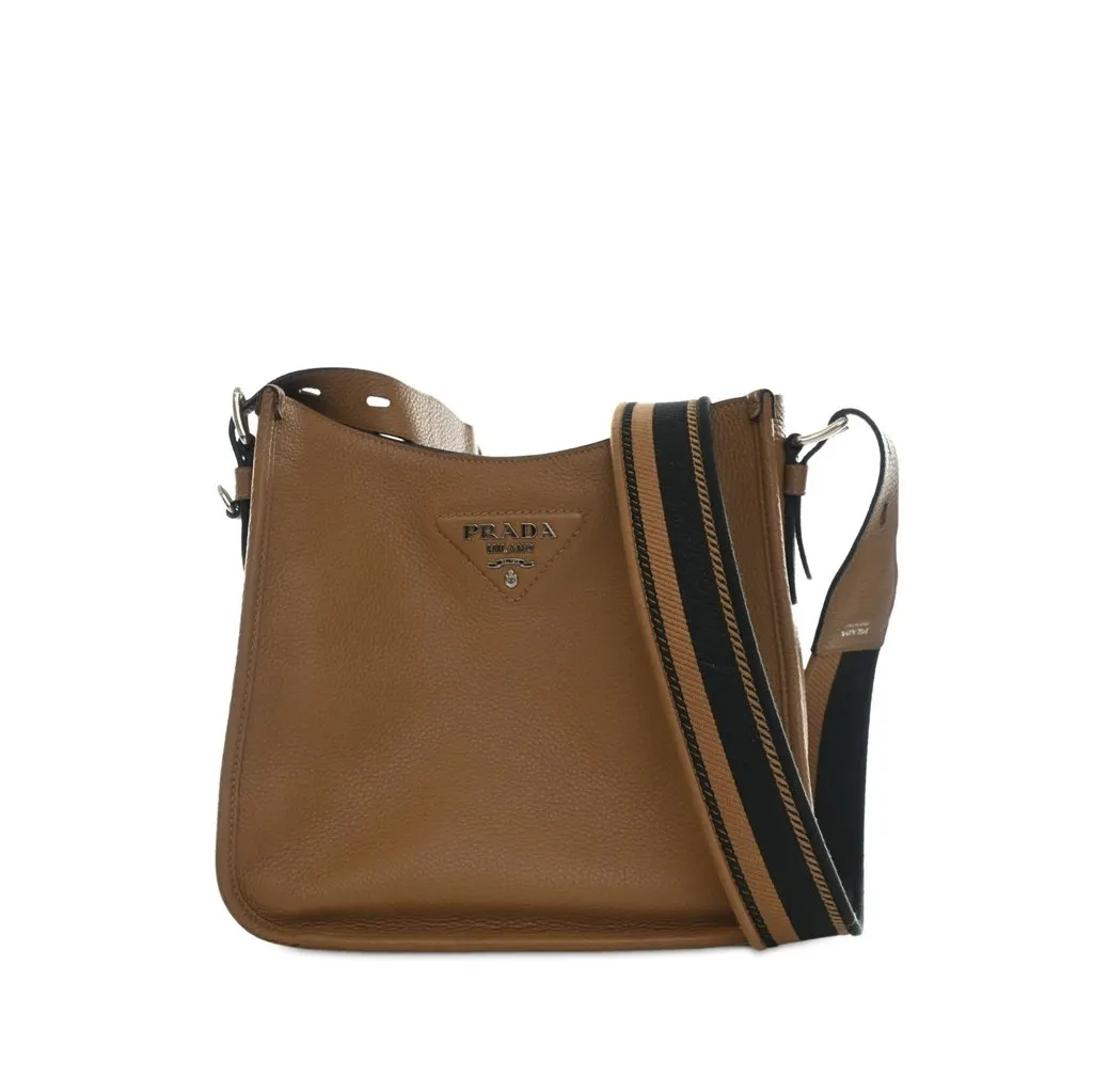 Prada Medium Vitello Daino Soft Hobo Brown Leather Very good - Front View