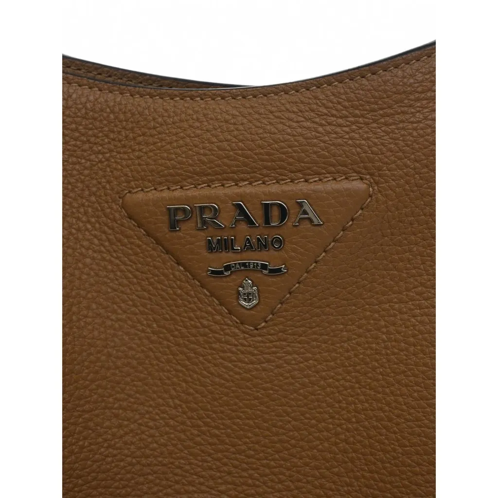 Prada Medium Vitello Daino Soft Hobo Brown Leather Very good - Model View