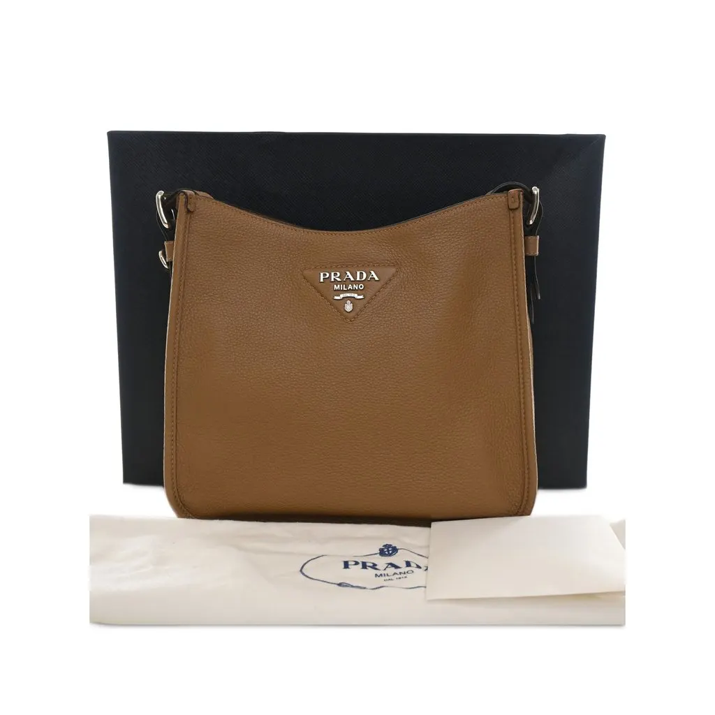 Prada Medium Vitello Daino Soft Hobo Brown Leather Very good - Box View