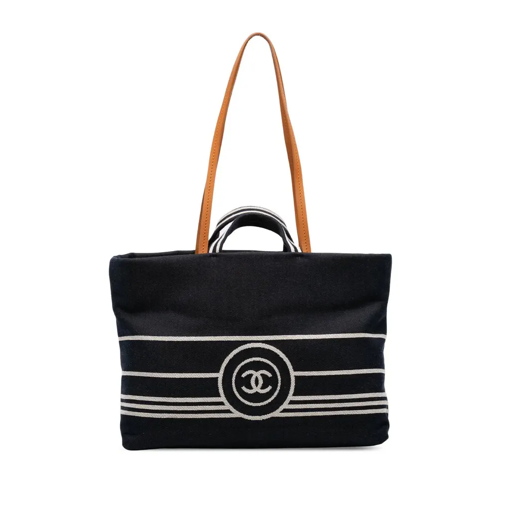 Chanel CC Large Denim Shopping Tote Blue Very good - Front View