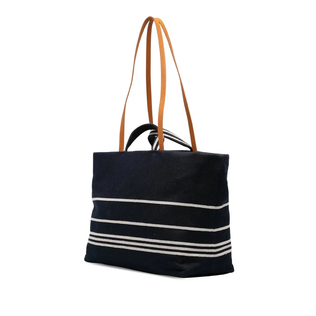 Chanel CC Large Denim Shopping Tote Blue Very good - Back View
