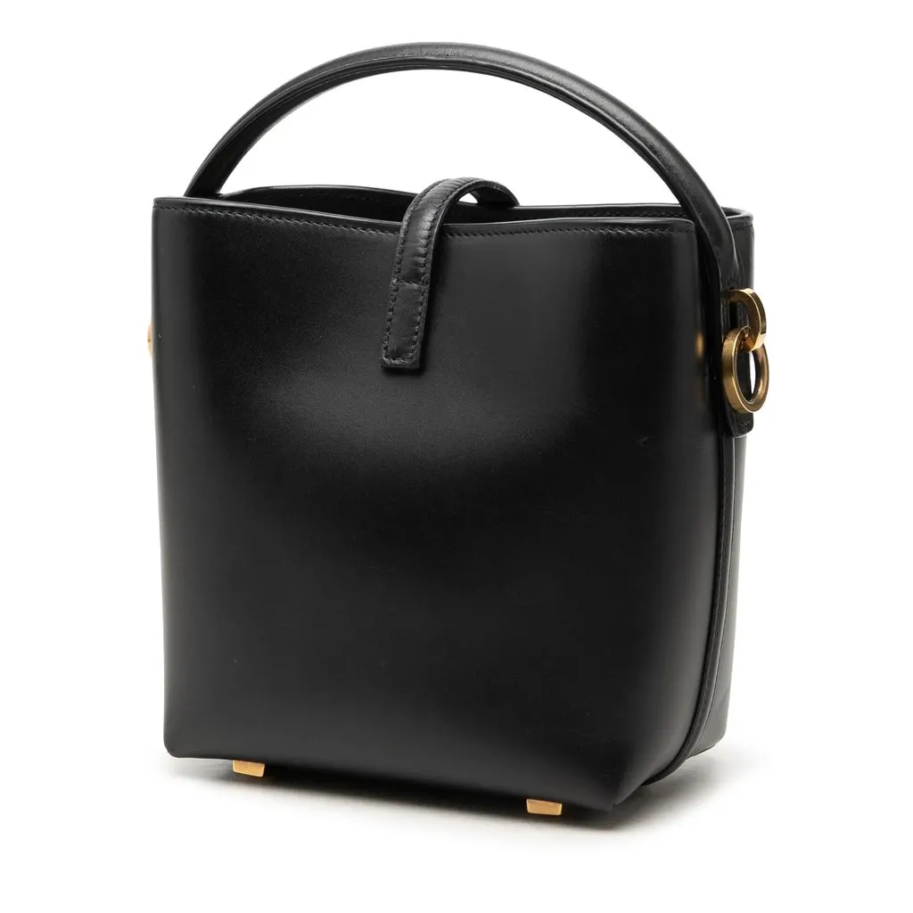 Saint Laurent Mini Shiny Calfskin Le 37 Bucket Bag Black Leather Very good - Back View