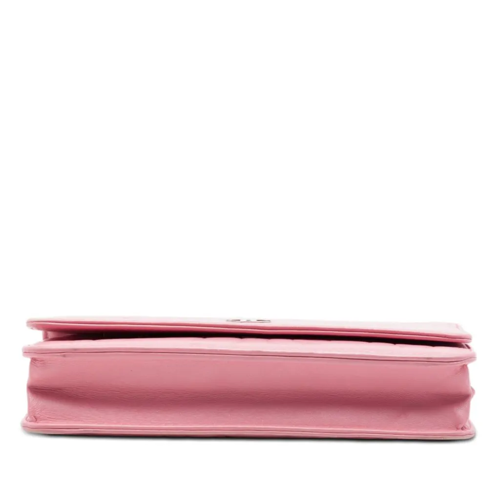 Chanel CC Embossed Lambskin Camellia Wallet On Chain Pink Leather Very good - Inside View