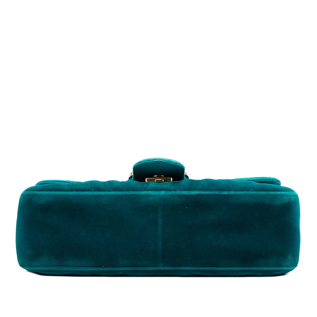 Gucci Medium GG Marmont Matelasse Velvet Shoulder Bag Blue Velvet Good - Inside View