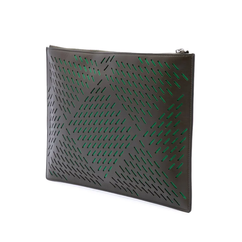 Bottega Veneta Perforated Leather Clutch Brown Leather Very good - Back View