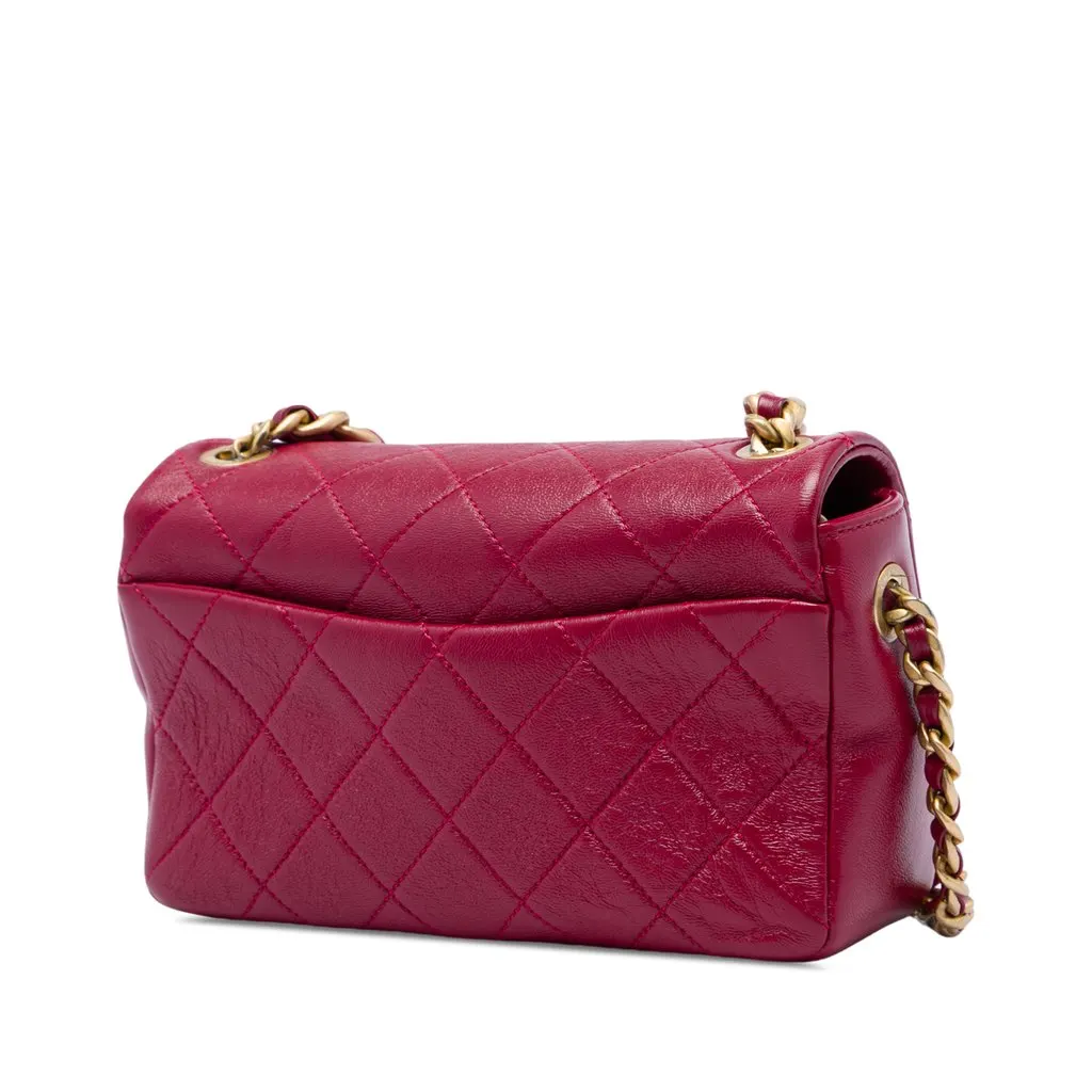 Chanel Small Quilted Shiny Lambskin Fashion Therapy Flap Pink Leather Very good - Back View