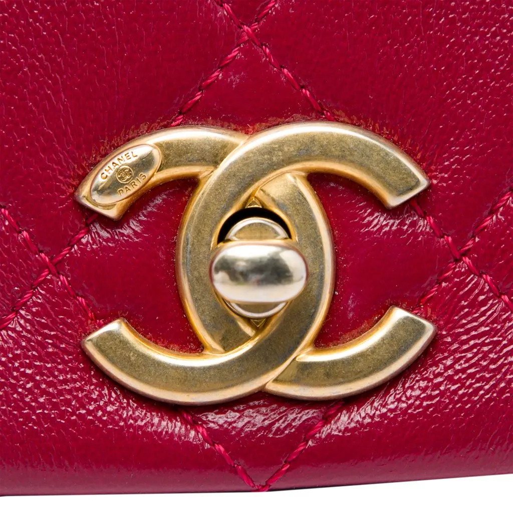 Chanel Small Quilted Shiny Lambskin Fashion Therapy Flap Pink Leather Very good - Box View