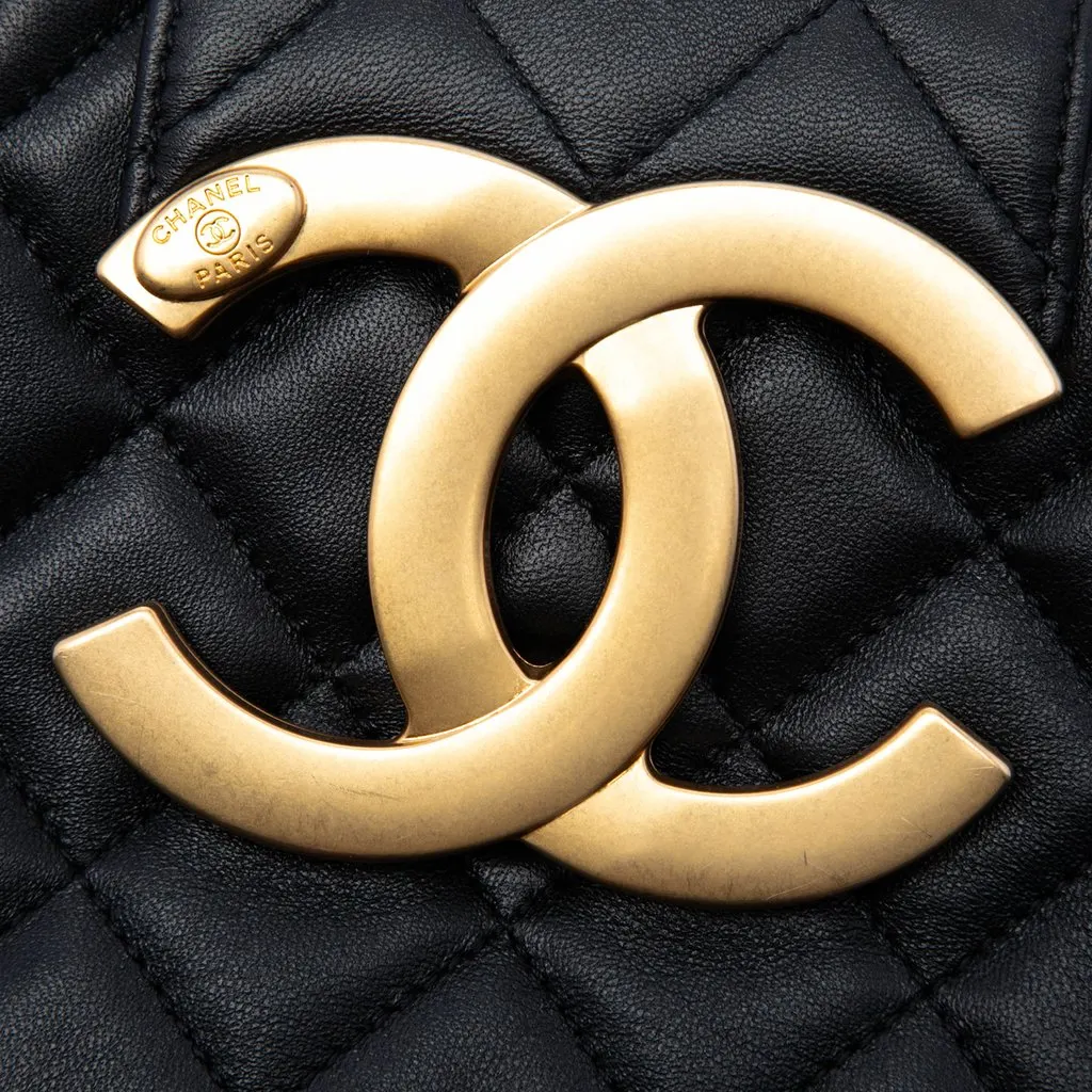 Chanel Small Quilted Lambskin Giant CC Chain Compartment Messenger Bag Black Leather Very good - Box View