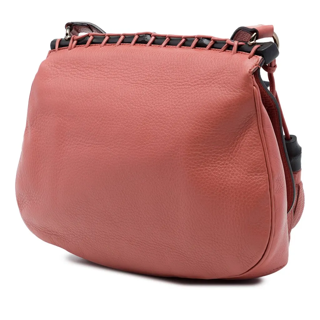 Gucci Medium Leather Bamboo Nouveau Fringe Crossbody Pink Leather Very good - Back View